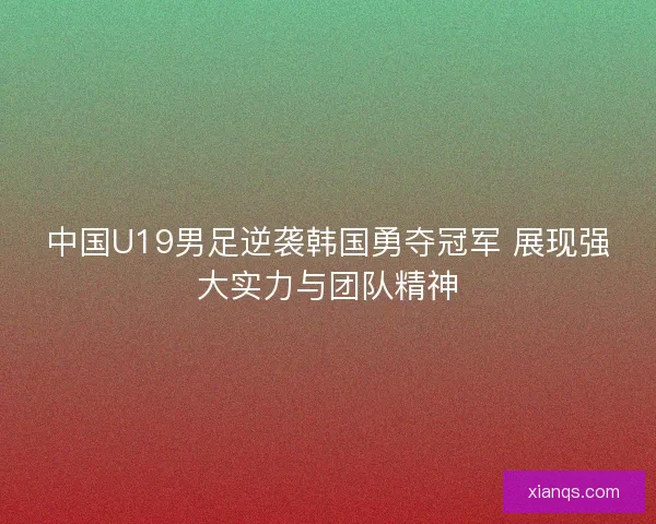 中国U19男足逆袭韩国勇夺冠军 展现强大实力与团队精神